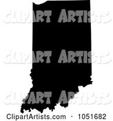 Black Silhouetted Shape of the State of Indiana, United States