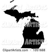 Black Silhouetted Shape of the State of Michigan, United States