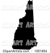 Black Silhouetted Shape of the State of New Hampshire, United States