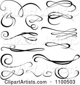 Black Swirl Calligraphic Design Elements