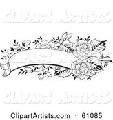 Blank Black and White Flower Text Box Banner