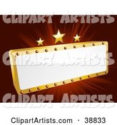 Blank White and Gold Movie Theater Sign with Three Stars on a Bursting Red Background