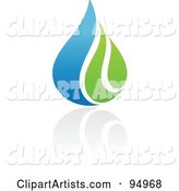 Blue and Green Organic and Ecology Water Drop Logo Design or App Icon - 4