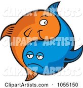 Blue and Orange Yin Yang Fish