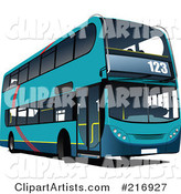 Blue Double Decker Bus with Numbers on the Front