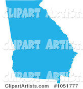 Blue Silhouetted Shape of the State of Georgia, United States
