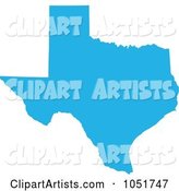 Blue Silhouetted Shape of the State of Texas, United States