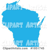 Blue Silhouetted Shape of the State of Wisconsin, United States