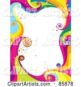 Border of Funky Colorful Waves and Circles with White Space