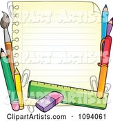 Border of School Supplies and Ruled Paper 1