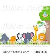 Border of Wild Animals by a Tree