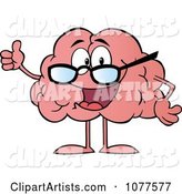 Brain Character Wearing Glasses and Holding a Thumb up