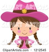 Brunette Cowgirl with Braids and a Pink Outfit from the Belly up