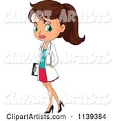 Brunette Doctor Woman with a Clipboard