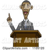 Caricature of Barack Obama Speaking at a Podium