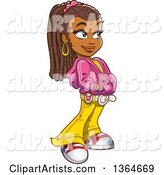 Cartoon Casual Black Girl Looking Skeptical