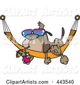 Cartoon Dog Lounging on a Hammock