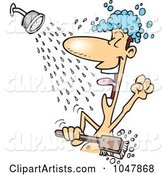 Cartoon Guy Singing in the Shower