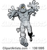 Cartoon Halloween Mummy Reaching and Walking Forward