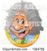 Cartoon Happy Albert Einstein Vignette