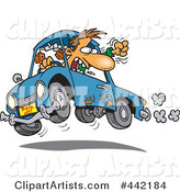 Cartoon Male Driver with Road Rage