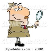 Caucasian Cartoon Detective Man