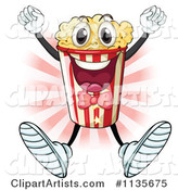 Cheering Popcorn Mascot