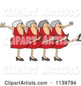 Chorus Line of Old Ladies Dancing the Can Can