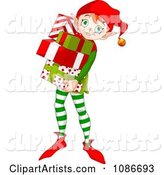 Christmas Elf Carring Wrapped Gifts