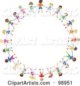 Circle of Diverse Stick Children
