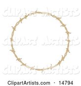 Circular Border Frame of Barbed Wire over a White Background