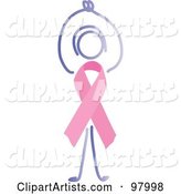 Clapping Woman with a Breast Cancer Awareness Ribbon Body