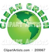 Clean Green Text Arching Around a Green Sparkly Globe