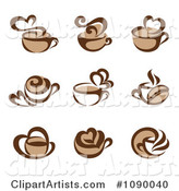 Coffee Cup and Heart Steam Icons