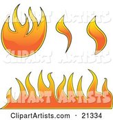 Collection of Fires, Flames and Fireballs over White