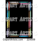 Colorful Crayon Border on Black