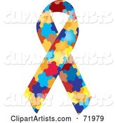 Colorful Jigsaw Puzzle Piece Autism Awareness Ribbon