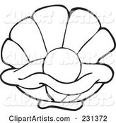 Coloring Page Outline of a Pearl in an Oyster