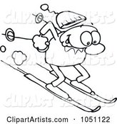 Coloring Page Outline of a Toon Guy Skiing
