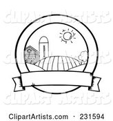 Coloring Page Outline of Farmland with a Blank Banner