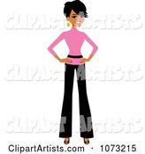 Corporate Black Businesswoman in a Pink Shirt and Pants