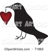 Crow Carrying a Heart