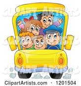 Crowded School Bus with a Driver and Children