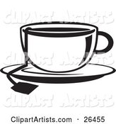 Cup of Hot Tea on a Saucer in Black and White