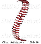 Curve of Red Baseball Lace Stitches