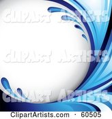 Curving Blue Splash Background on White