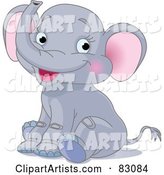 Cute Baby Elephant with Pink Ears and Blushing Cheeks