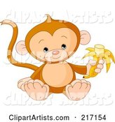 Cute Baby Monkey Holding a Banana