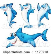 Cute Blue Shark in Different Poses