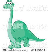 Cute Green Brontosaurus Dinosaur Smiling